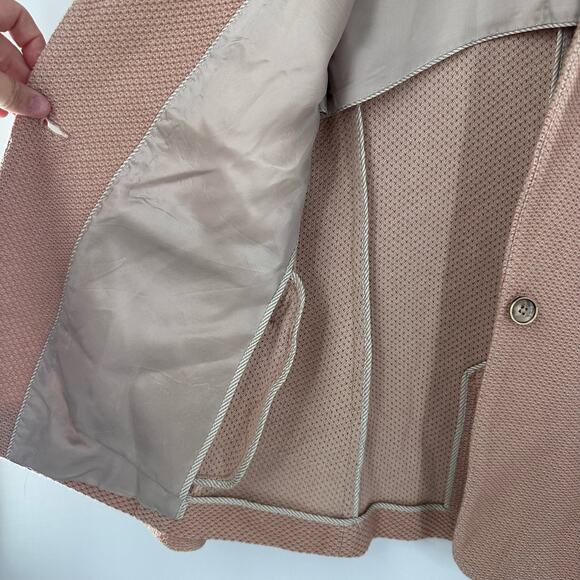 Massimo Dutti Dusty Pink Blazer Textured Woven One Button Size 8 US - Picture 8 of 11